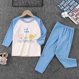 Pajamas Autumn Winter Children Sets Long Sleeve Cartoon Children Clothing Boys Girls Underwear Sleepwear Round Neck Kid Homewear PajamasL231211