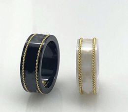 18k Gold Rim Couple Ring Fashion Simple Letter Ring Quality Ceramic Material Ring Fashion Jewellery Supply8629733
