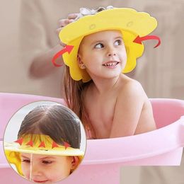 Shower Caps Childrens Baby Bath Cap Shampoo Adjustable Eva Waterproof Eye Protection Earmuff Headgear Drop Delivery Kids Maternity Dhuuw