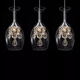 Modern fashion dining room K9 Crystal 5w LED Chandelier DIY home decoration living room clear glass wine cup design lighting218f