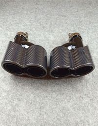 1 Pair H model Exhaust Pipe Shiny Carbon fiber Glossy black For Akrapovic Dual Exhausts Muffler Tail Nozzle Pipes3692643