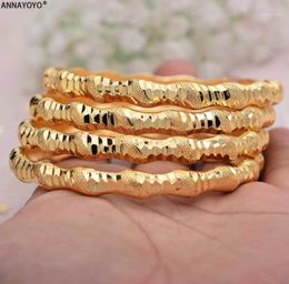 Annayoyo 4pcs New Fashion 24K Gold Color Wedding Bangles for Women Bride Bracelets EthiopianfranceAfricanDubai Jewelry gifts11932331