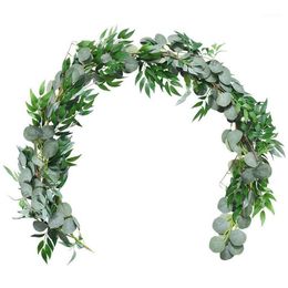 Artificial Eucalyptus Garland Faux Silk Eucalyptus Leaves Handmade Garland Greenery Wedding Backdrop Arch Wall Decoration12304