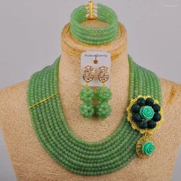 Necklace Earrings Set Mint Green Choker Costume Jewellery African Nigerian Bridal