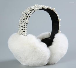 Berets Winter Faux Fur Adjustable Earmuffs Cute Knit Fuzzy Ear Muffs Women Girls Outdoor Warmers For Kids Elegant Pearl Bead6712087