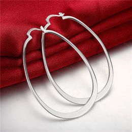 women's sterling silver plated Flat U earrings Hoop & Huggie GSSE001 fashion 925 silver plate earring gift248n