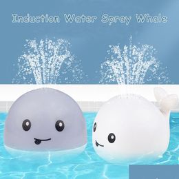 Bath Toys Electric Cartoon Whale Flashing Ball Water Squirting Sprinkler Baby Toy Matic Toddlers Pool Drop Delivery Kids Maternity Sho Dhmeq