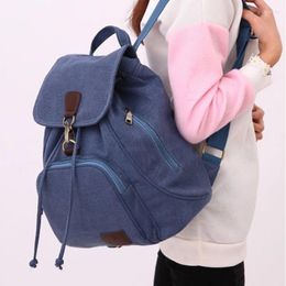 Backpack Vintage Women Canvas College Student Girls Casual Travel School Bag Ladies Portable Large Capacity Laptop Rucksack