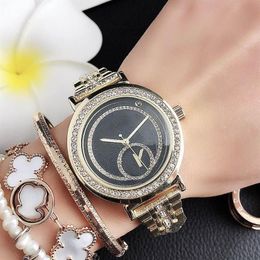 Fashion Brand Watch women Girl Big letters crystal style Metal steel band Quartz Wrist Watches M88242f