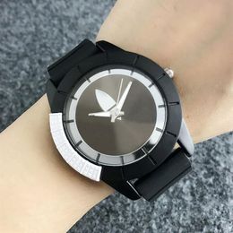 Fashion Clover Brand Wrist watches for Women Men Unisex with 3 Leaves leaf style dial Silicone band Quartz Watch AD20289u