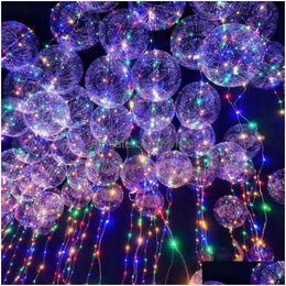 Party Decoration Led Balloons Night Light Up Toys Clear Balloon String Lights Flasher Transparent Bobo Balls Cca11729-A Drop Deliver Dhnre