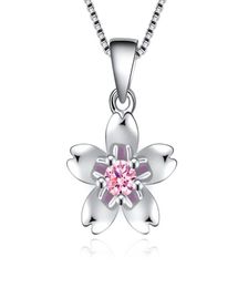 Pink CZ Crystal from rovski Flower Pendant Necklaces For Women Cubic Zirconia Fashion Jewellery Accessories Bride Party Jewellery Gifts WE453768731