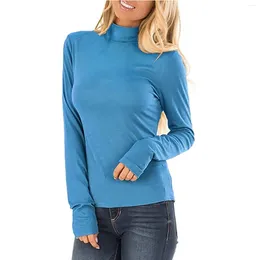 Women's Sweaters Casual Solid Long Sleeve Fitted Turtleneck Sweater Top Women Cotton Tops Short Shirt