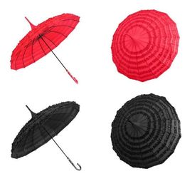 Princess Royal Sun Umbrella Lady Pagoda Fancy Lace Sunshade Parasol Straight Long Handle Wedding Party Decoration