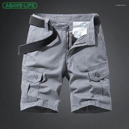 Men's Shorts Cargo Summer Casual Straight Knee Length Pants Men Solid Colour Sport Medium Trousers Outdoor Fashion