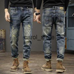 Men's Pants 2023 Spring and Autumn New Fashion Trend Retro Ripped Jeans Men's Casual Elastic Comfortable High-Quality Large Size Trousers J231208