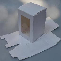 Gift Wrap 50pcs White Cardboard Paper Candy Box Craft PVC Window Wedding Party Favour Decoration 9 Sizes1304I