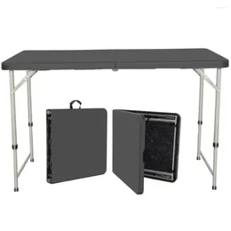 Camp Furniture 4ft Folding Table Adjustable Height Camping Office For Indoor/Outdoor Picnic Bench Black