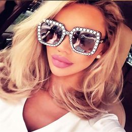 Shining Diamond Sunglasses Women Brand Design Flash Square Shades Female Mirror Sun Glasses Oculos Lunette Bling Rhinestone213P