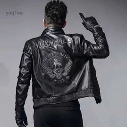 Men's Leather Faux Leather Genuine Leather Jacket Man Motorcycle Biker Jacket Men Slim Fitting Spring Autumn Short Coat Male Sheepskin Aviator JacketL231210