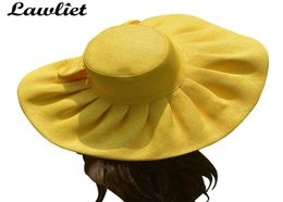 Huge Linen Kentucky Derby Wide Brim Sun Wedding Church Beach Hats for Women Floppy Ladies Hat Bow Detail A047 Y2007166647912