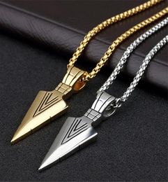 Pendant Necklaces Men039s Fashion Jewellery Gold Silver Colour Arrow Head Long Chain Mens Collier Femme8781531