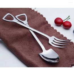 Spoons 4pcs Shovel Fork Stainless Steel Creative Retro Tea-spoon Fashion Tableware For Coffee Tea Sugar Ice Cream Dessert