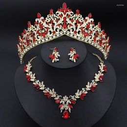 Necklace Earrings Set Baroque Crystal Crown Bridal Jewellery For Women Tiaras Bride Wedding Choker Dress Accessories
