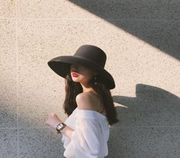 Audrey Hepburn straw hat sunken modelling tool bellshaped big brim hat vintage high pretend bility tourist beach atmosphere7933320