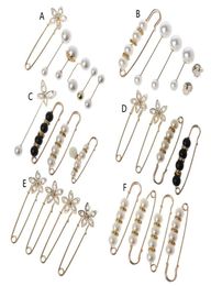 Pins Brooches Sweater Shawl Clip Double Faux Pearl Shirt Pin Buttons Crystal Waist Pants Extender Safety Pins For Women C1FE2690148