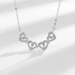 Chains Love Folded Four-Leaf Clover Necklace 4 Crystal Pendant For Ladies Fashion Jewelry Romantic Valentine's Day Gift
