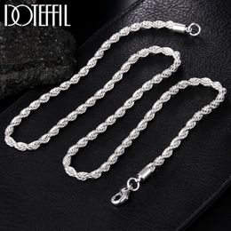 925 Sterling Silver ed Rope Chain Necklace 16 18 20 22 24 Inch 4mm For Women Man Fashion Wedding Charm Jewelry2322