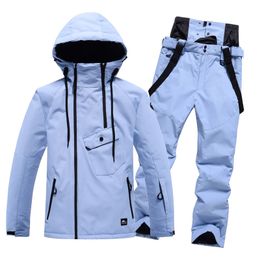 Other Sporting Goods 22 men women's Ski Suits Thickened Warm Mountaineering Snowboards Snow Pants Set Overalls Windproof Waterproof 231211