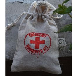 Hangover kit Cross Linen Gift Pouch 9x15cm3 75x6inch pack of 50 Party Candy Drawstring bag215z