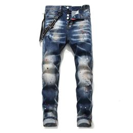 Men's Jeans Dsquare European and Luxury Designer d2 Men's Jeans Slim Fit Elastic Embroidery Pants Fashion Swing Paint Men's Clothing US Size 28-38 Jeanss