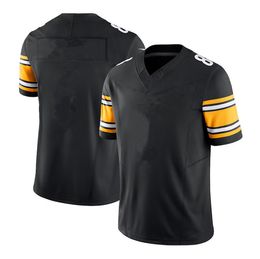 Newest American Mens Football Jersey Black Embroidered Logo Stitch Any Number Any Name US Size S-3XL Limited Version