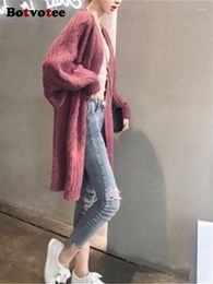 Women's Knits Botvotee Long Cardigan Women Autumn Winter 2023 Fashion Vintage Batwing Sleeve Knitted Chic Casual Loose Sweater