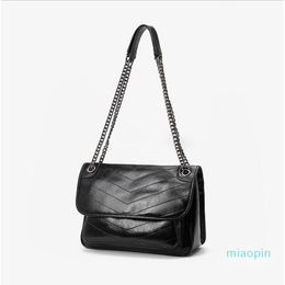 bags high-quality leather Fashion bag metal chain Irregular lines Mezzanine large-capacity comfortable handbags quilted messenger258M