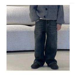 Trousers 2023 One Piece Jeans Plush Boys Winter All-match Warm Straight Leg Pants Fashion Outdoor Elasticity