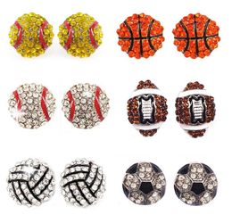 Sports Ball shape Stud Earrings Softball basketball volleyball bowling Baseball Football Rugby Bling Crystal Earrings For women Je4591079