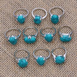 Cluster Rings Natural Stone Ring Blue Turquoise Gemstone Engagement Wedding For DIY Festival Necklace Jewelry Accessories Making Adjustable