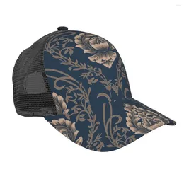 Ball Caps Summer Unisex Baseball Cap Male Female Breathable Mesh Snapback Hat Damask Vintage Exquisite Floral Baroque Casual Sport