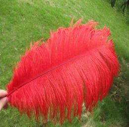 Whole 100 pcslot 1416inch Red Ostrich Feather for wedding table Centrepieces wdding decor party supply decor3299104