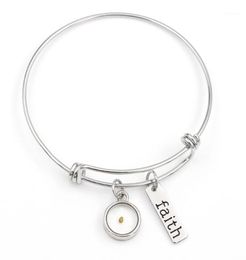 VILLWICE real mustard seed bangle bracelets faith as small as a mustard seed jewelry for inspirational gift16820709