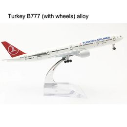 Aircraft Modle 20cm Turkish Airlines Boeing 777 Airplane Model Turkiet 16cm B777 Plane Model Alloy Metal Diecast Aircraft Model Toy Plane Present 231208