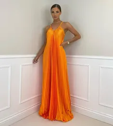 Casual Dresses Orange Slip Long Draped Robe Summer Elegant Maxi Women's Outfits 2023