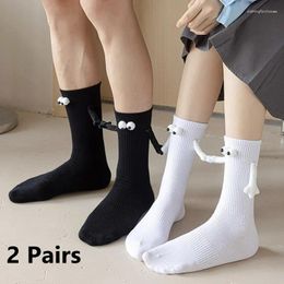 Women Socks Ammug 3d Hand In Club Celebrity Couple 2 Pairs Magnetic Suction Cotton Toe Mid Tube With Magnet