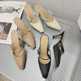 Slippers Style Baotou Semi Women's 2023 Summer Fashion Korean Version European And American Sexy Pointed High Heels Slipper