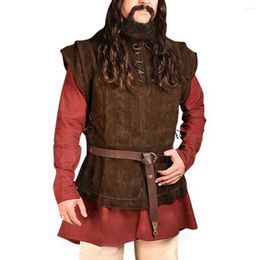 Men's Vests Fashion Gothic Bandage Pirate Renaissance Waistcoat Vintage Medieval Sleeveless Vest Coat Man Clothing