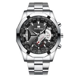 High Quality Leisure Sport Luminous Pointer Stainless Steel Mens Watch Quartz Watches Calendar Smart Male Wristwatches VAVAVoom Br240d
